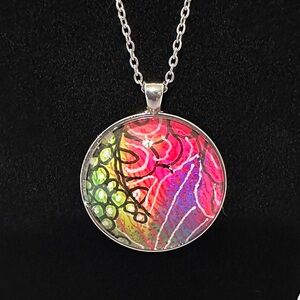 Original Art Cabochon Pendent and Earring Set Bright and Beautiful